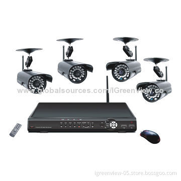 Wireless DVR Kits with 4-piece Digital Waterproof Cameras, Support 2TB HDD